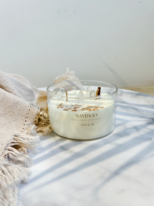 Luxury 2-Wick Crystal Soy Wax Candle 280g - Santiago